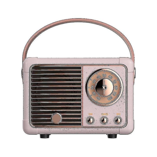 Bärbar musikspelare Mini Retro Uppladdningsbar Högtalare Radio Utomhus Resa {FW} Pink