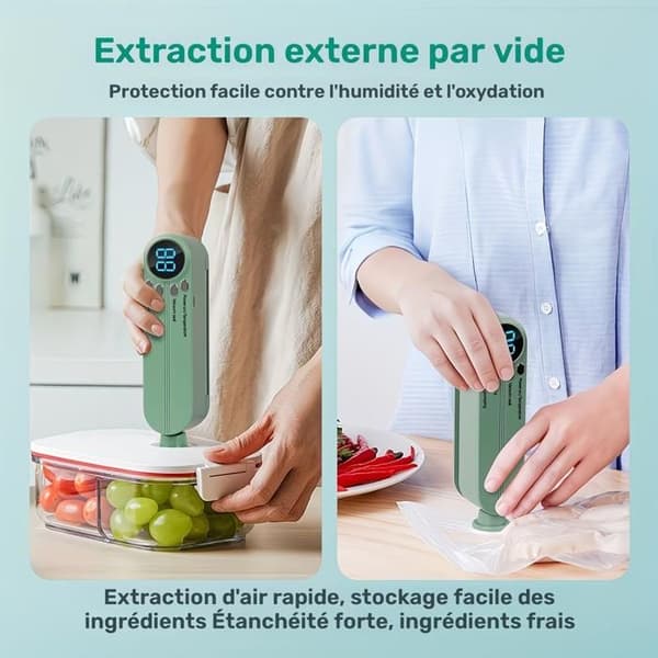 Bärbar USB-vakuumförpackare 1200mAh batteri för snacks och kök