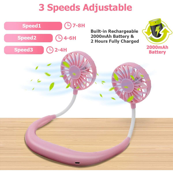 Personlig Portabel USB-Fläkt, Färgglada LED-lampor, 360 Graders Flexibel Rotation, Tyst Drift, USB-Uppladdningsbar, Stark Prestanda för Hela Dagen (W)