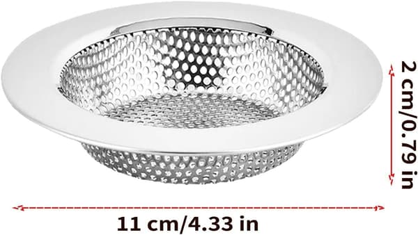 2-delt vaskeafløb i rustfrit stål med anti-tilstopningskurv (B)