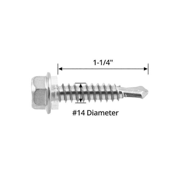 50 st Självborrande Skruvar, Rostfritt Stål, 6,3 mm X 32 mm, Självborrande Skruv med Packning (W)