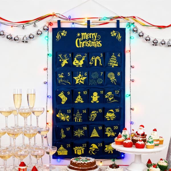 Genanvendelig stoflomme julekalender til at fylde, opbevaringspose til chokolade, slik, snacks og småting. (W)