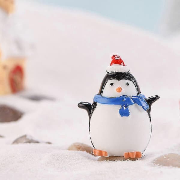 Desktop Pingvin Ornament Legetøj DIY Mikro Landskab Pingvin Miniature Jul (w)