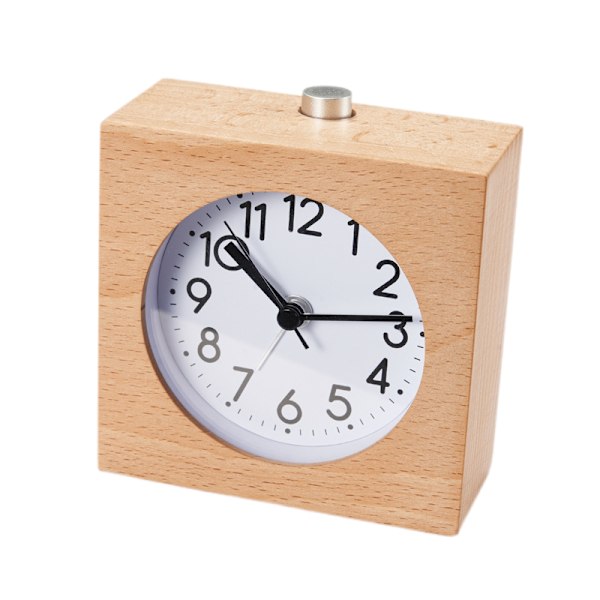 Väckarklocka i trä med arabiska siffror, skrivbordsmodell, 12 cm x 20 cm x 15 cm, 1-pack (W)