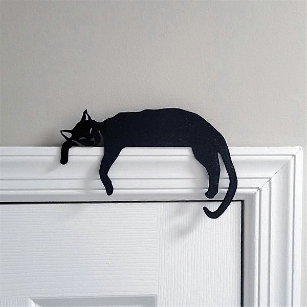 Katt Dörrtopp, Svarta Katter Dörrhörnsskylt, Katt Mantel Dekor (W)