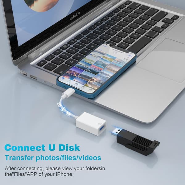USB OTG-kabeladapter med Lightning-hunforbindelse