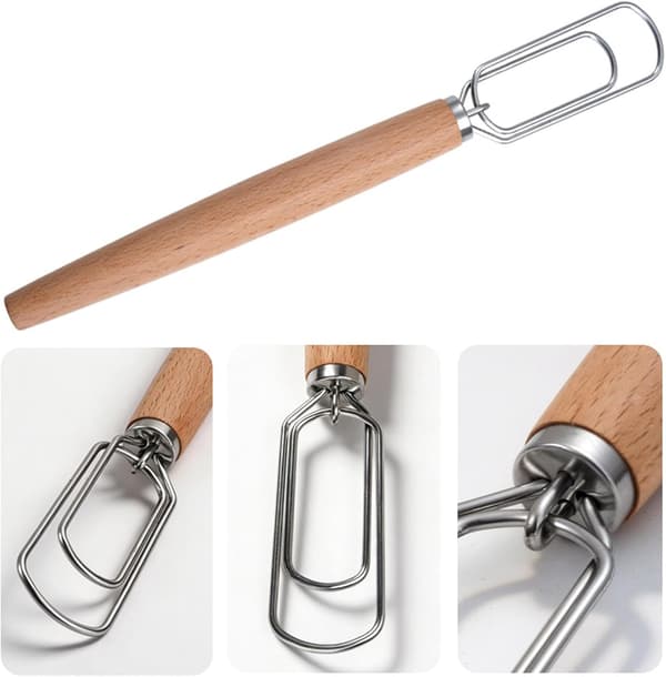 Rustbestandig manuell deigvisp i rustfritt stål, deigblander for surdeig, ideell for bakverk og baking (W)
