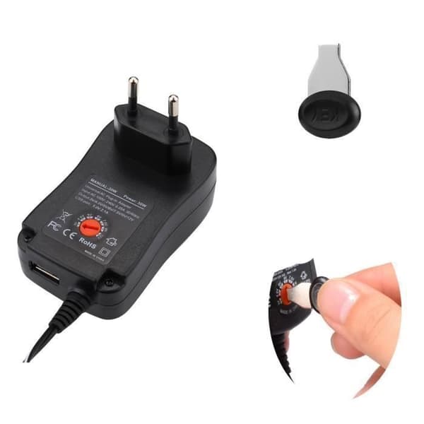 30W EU Universal AC-DC Strömadapter Plug-in Laddningsadapter 6 Adaptrar 3V-12V@cd252（Fww）