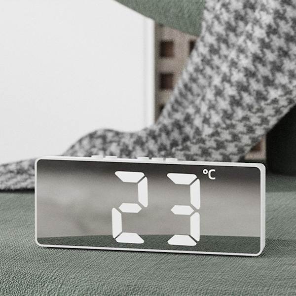 Digital (batteridriven) eller USB-driven bords klocka Snooze nattläge 12/24h elektronisk LED-klocka [FW] Black