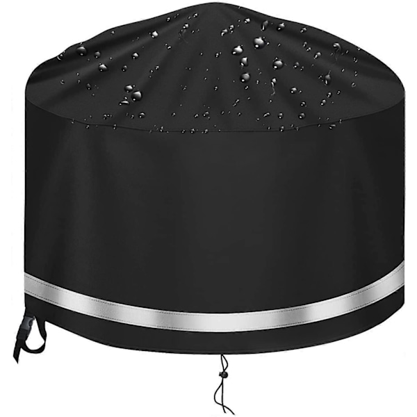 Rundt Bålsted Cover Vandtæt, Vindtæt, UV-bestandigt, Rivfast, 600D Oxford Stof Grill Bålsted Cover, (80x50cm) - Sort (W)
