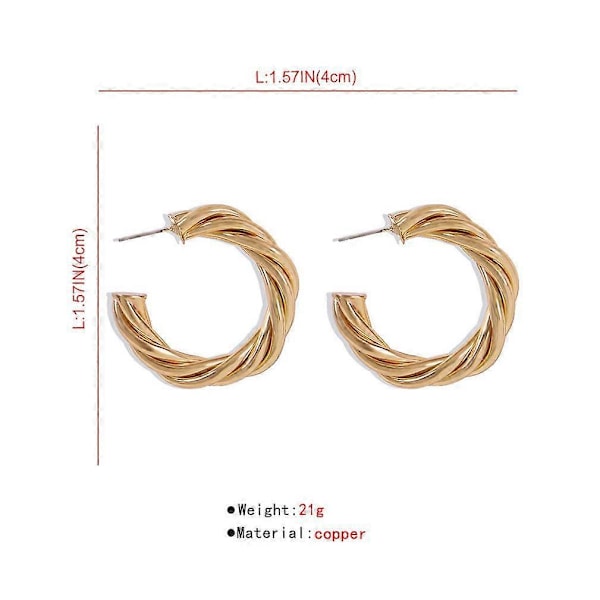 Ørestikker Geometrisk C Form Twist Gyldne Legering Smykker Øreringe til Bryllup (W)