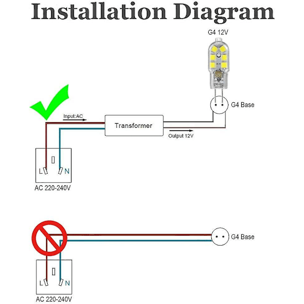 10-pakke G4 2W LED-pære for kjøkkenhettelys, AC/DC 12V, tilsvarer 20W halogenpærer, 200lm, Bi-pin, kald hvit 6000K [fw}