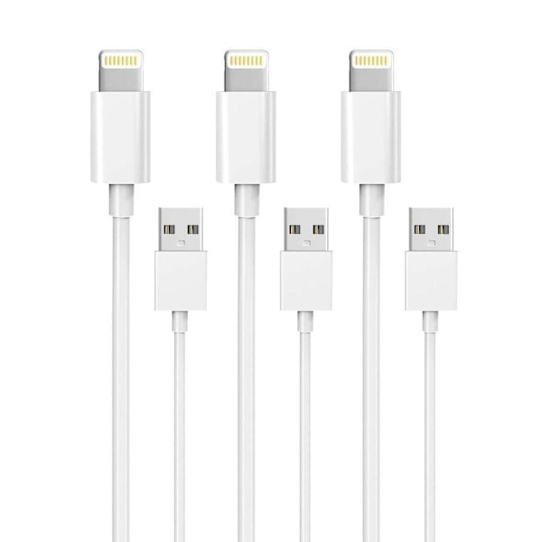 3-pack Lightning-laddare iPhone 13/12/11/ Xs/Max/X/8/7/6/5/SE (W)