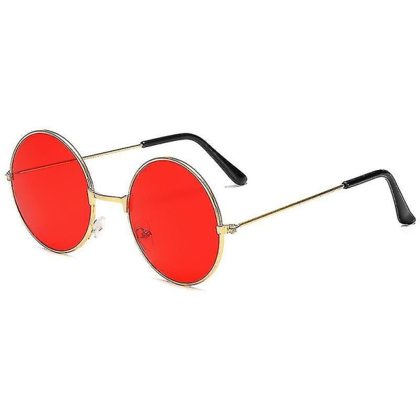 Unisex Vintage Runda Polariserande Solglasögon {FW} Red