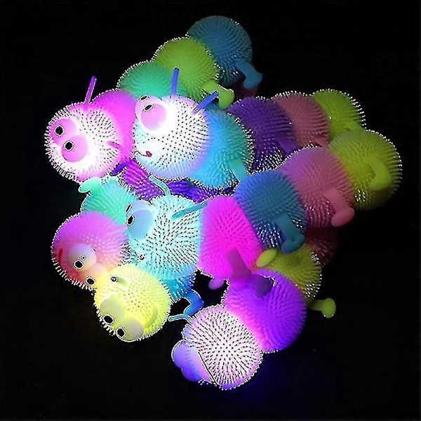 Caterpillar Squish Leksak Luminous Färgglad Anti-Stress Leksaker För Barn Kawaii Hand Stress Relief Söta Sensoriska Stretch Leksaker