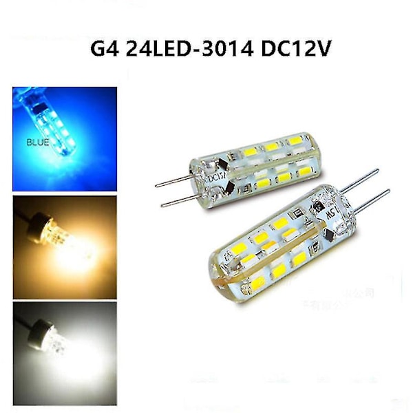 G4 Pin LED-perle Liten Pære DC12V Varmt Hvit Blått Lys 24-3014 Krystall Lampe Energibesparende Lyskilde [DB] blue