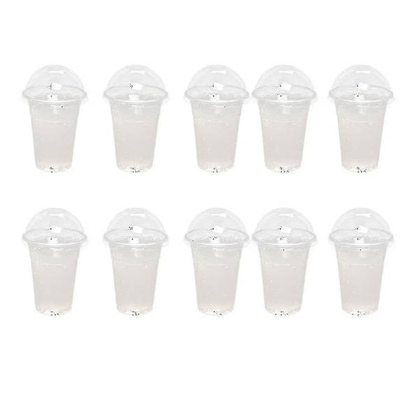 Gennemsigtige plastikkrus med låg 500 ml 100 stk. Te Juice Mælk Kompatibel (W)