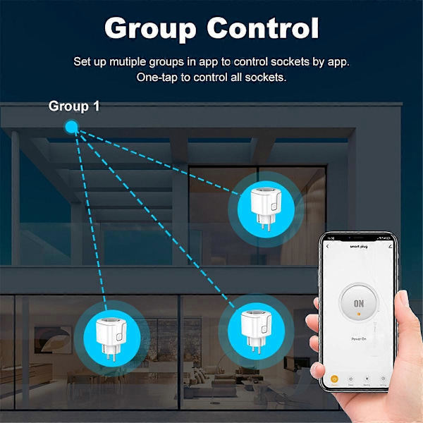Tuya WiFi Smart Plugg 20A EU Smartkontakt med Strømmåler Tidsstyring Smart Life Støtte for Alexa Home (W)