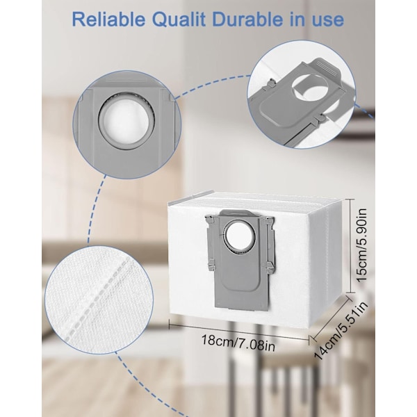 10 stk. støvsugerposer tilbehør for Xiaomi Roborock S8+/S8 Pro Ultra S7 MaxV Ultra/S7 Pro Ultra/Q7 robotstøvsuger (W)