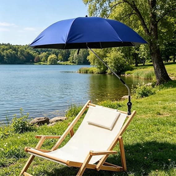 Bærbart strandparasol | Rustfrit UV-solbeskyttelse | Stor, robust parasol til pool, have, gård, rejser, camping (W)
