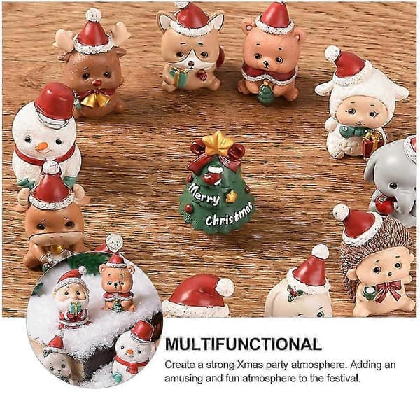 Mini landskabsdekoration harpiksfigur til pynt 5 stk. jul assorterede farver(w)