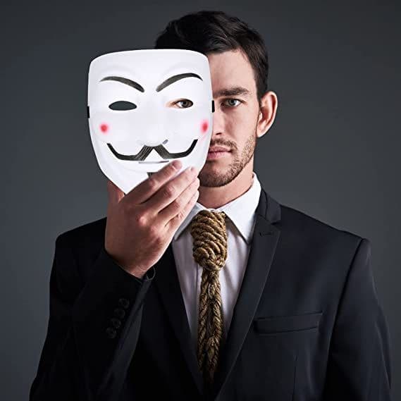 V for Vendetta -naamio - 4 kappaletta, unisex, lapset ja aikuiset, 4 väriä