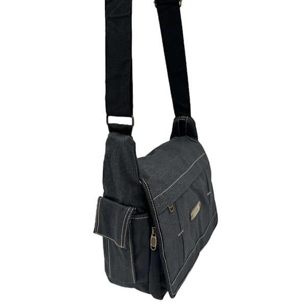 Skuldertaske, kanvas Sort Black one size