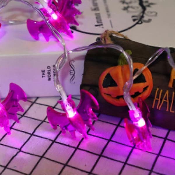 Halloween Græskar Flagermus Kranie Lyskæde 15m Lang