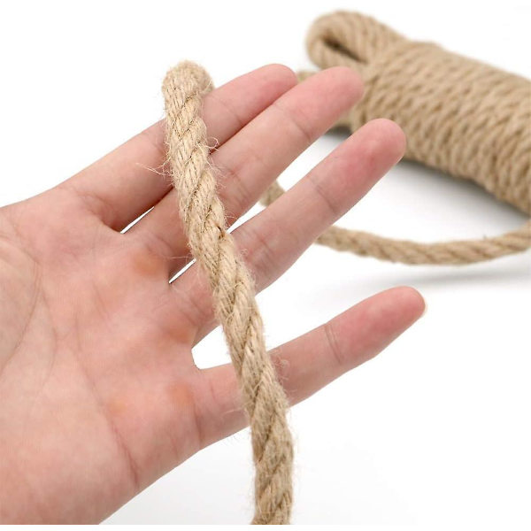 Hamparep, 10 mm tjock jutetråd, 10 m naturhamparep, trädgårdshamparep, ledstångsrep, skeppsrepssnöre för DIY fw
