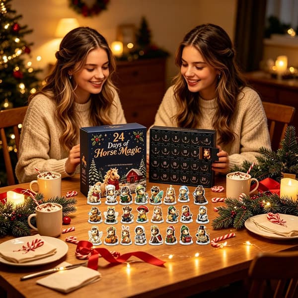 Julekalender (26*18*3 cm), 2D akrylpynt (hestemotiv) - 24 dage før jul (W)