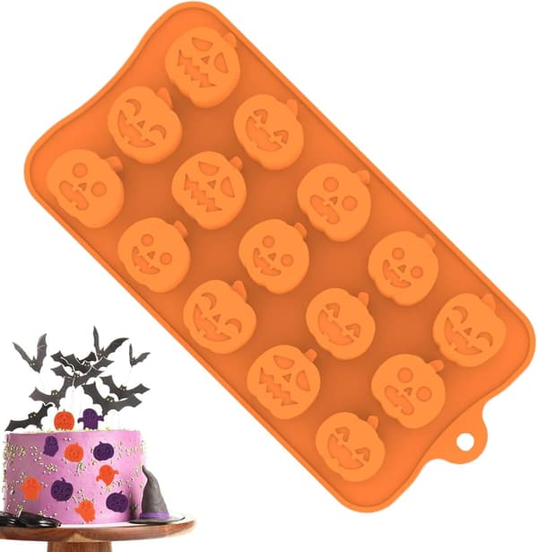 Pumpa silikonform, 15 hålrum, orange, lätt att använda och ta ur formen (W)