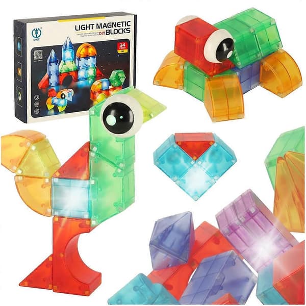 3D-konstruktion magnetiska block LED-lysande 32 delar (Fww)