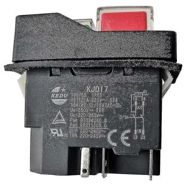 Elektromagnetiska brytare Tryckknappsbrytare för trädgårdsverktyg - Kjd17 220v 5 stift Terminaler fw