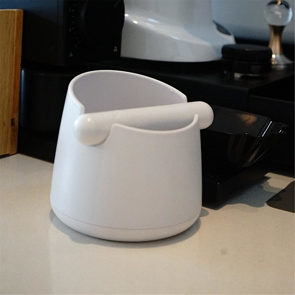 Kaffe Knock Box med Gummiert Knock Bar Stor Espresso-Grutbeholder Sklisikker Avfallsbeholder for Kaffegrut (Hvit) White