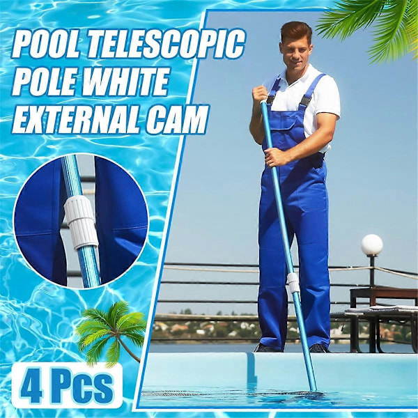 St Pool Teleskopstång Vit Extern Kam Poolstång Delar Teleskopisk Förlängningsstång Kamlås Rep (W)