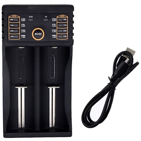 Mini USB-oplader til Li-ion-batterier (18650, 26650, 16340, 14500)