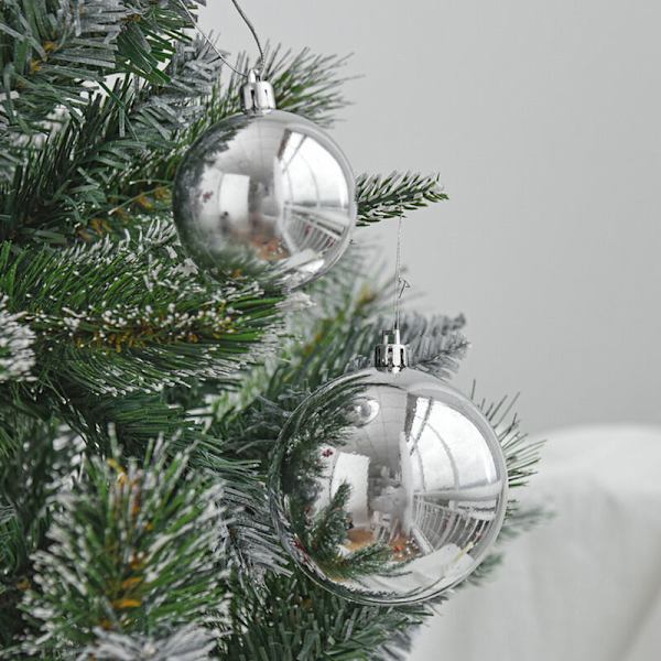 Sølvfargede julekuler, vanntette, 15 cm