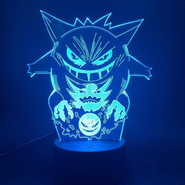 Wekity 3D nattlys LED nattlys Game Go Gengar figur atmosfære for barn barnerom dekorasjon nattlys gave lampe 3D fw