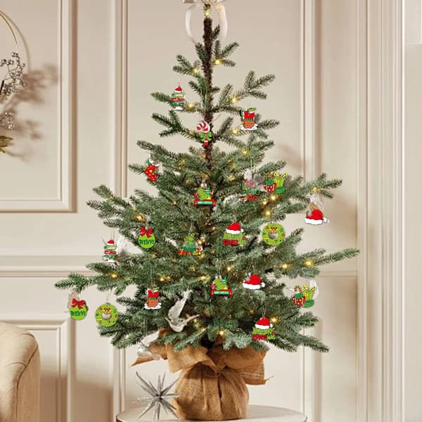 Trähängande ornament för juldekoration inomhus (36-pack)