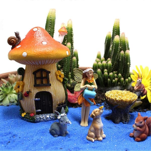 Terrarium dekoration falmer ikke harpiks fe-formet pynt julepynt 15x8x8cm samlerobjekt 6 stk.