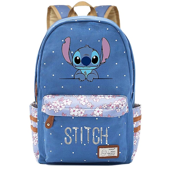 FW Ny Kawaii Stitch Pojke Flicka Barn Skola Bokväskor Kvinnor Ryggsäck Tonåringar Skolväska Canvas Resa Laptop Ryggsäck