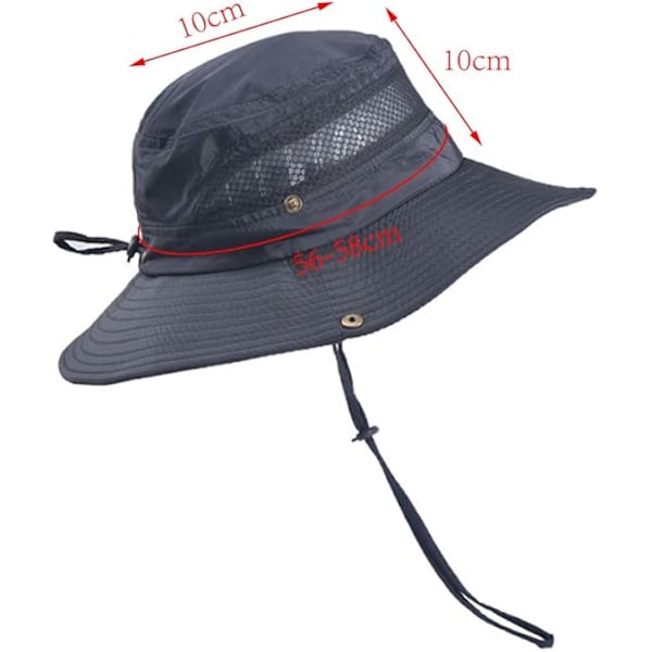 Solhatt Herr Dam Vandring Safari Keps Utomhus Vikbar Sommar Hatt Anti UV Fiskehatt, Grå