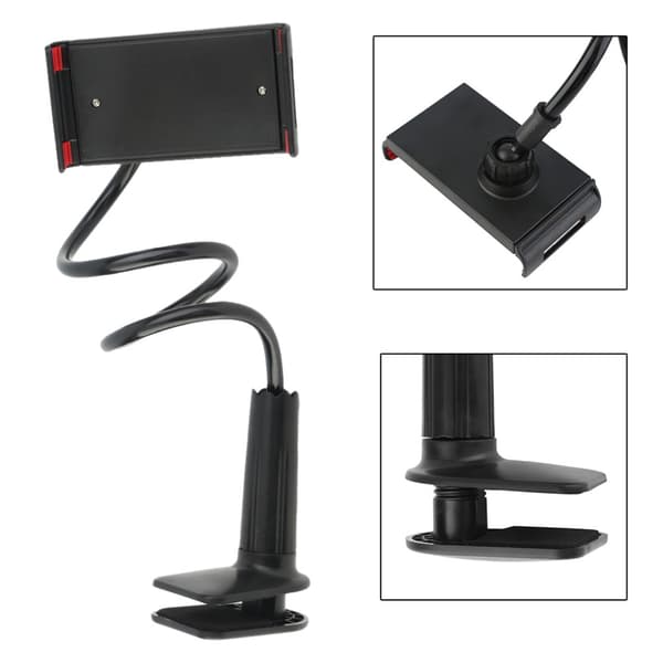 Justerbar tabletholder til iPad og Samsung tablets (65-190mm) - Sort