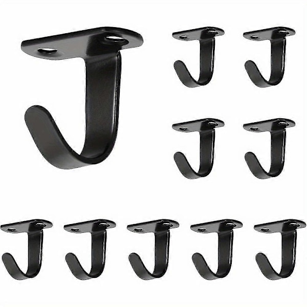 10 st. Takkrokar i rostfritt stål, skruvmonterade, underhyllkrokar för handdukar/rockar, kraftiga klädhängare för badrumsskåp, garage Brushed Nickel