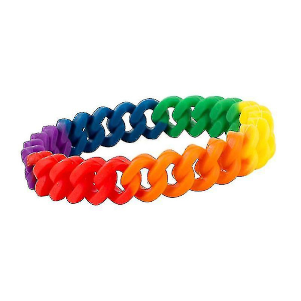 1 st. Regnbågsfärgad Armband Personligt Regnbågskedjelänk Silikonarmband Armband Handledsband För Flickor Kvinnor Män (färgglatt)