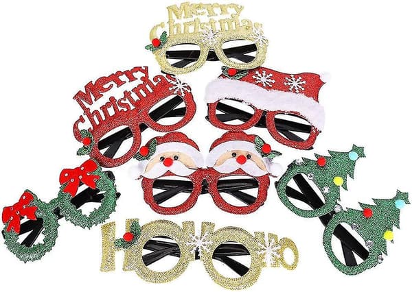 Glittriga julglasögon (12-pack) för fester och julklappar