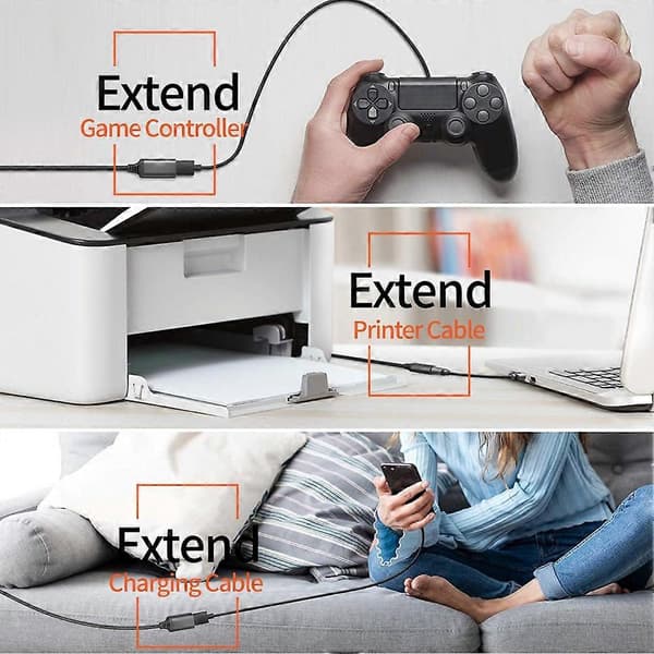 USB 3.0 Typ B Förlängningskabel 1m 5Gbps Snabb Dataöverföring Nylonflätad