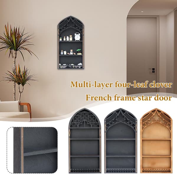 Fransk Ramme Stjerne Dør Flydende Display Hylder K4 3-Panel Multi-Lag Design 60cm