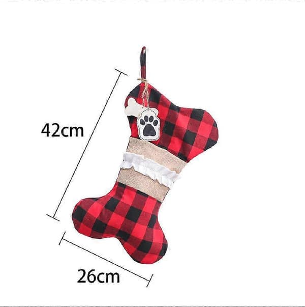 Julstrumpor för husdjur 45 cm Stor säckväv Rutigt ben