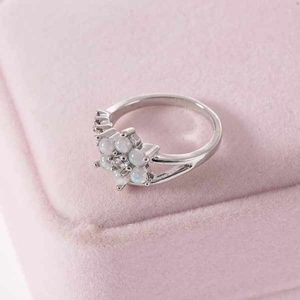 Iumer Dame Kunstig Zirkon Ring Todelt Ring Innlagt Rhinestone Bursdagsgave Størrelse (W)